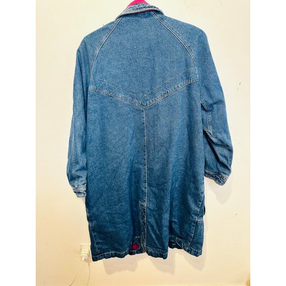 Vintage CURRENT SEEN Women’s Blue Denim Zip Chore Jean Barn Jacket Shacket sz L - Picture 10 of 13